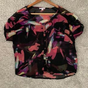 Sheer short sleeve blouse size small